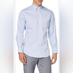 Brooks Brother baby blue long sleeve button down cotton Classic White Shirt 14.5
